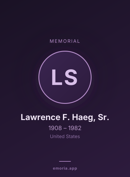 Memorial portrait of Lawrence F. Haeg, Sr.
