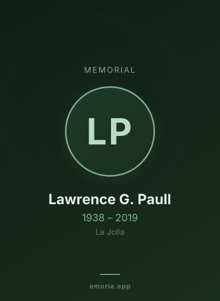 Memorial portrait of Lawrence G. Paull