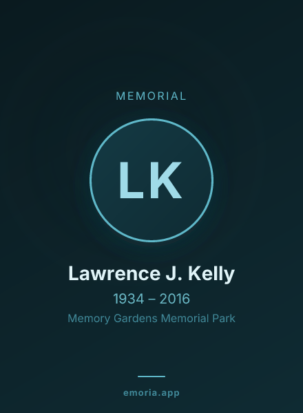 Memorial portrait of Lawrence J. Kelly