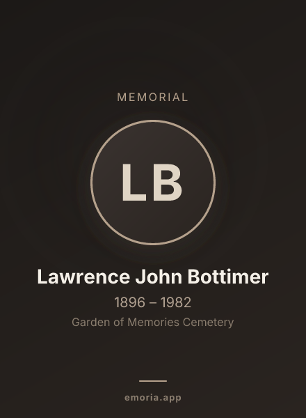 Memorial portrait of Lawrence John Bottimer