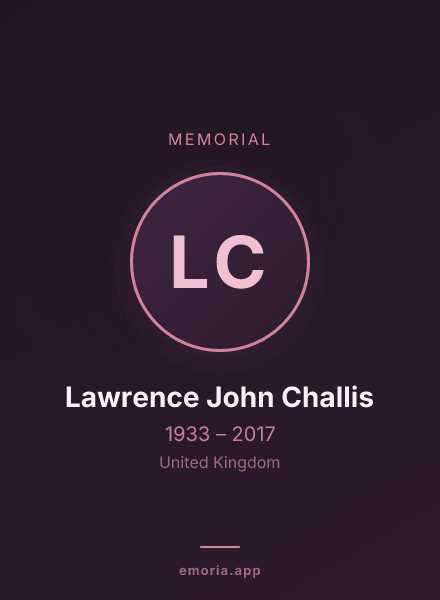 Memorial portrait of Lawrence John Challis