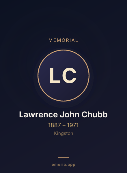 Memorial portrait of Lawrence John Chubb