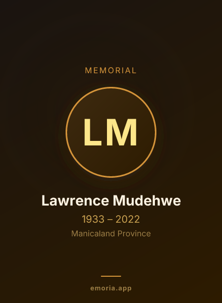 Memorial portrait of Lawrence Mudehwe