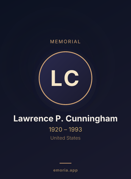 Memorial portrait of Lawrence P. Cunningham