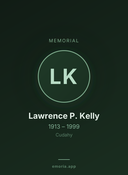 Memorial portrait of Lawrence P. Kelly
