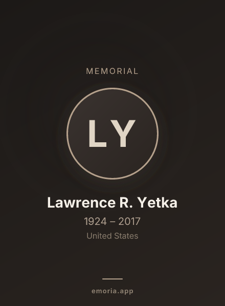 Memorial portrait of Lawrence R. Yetka