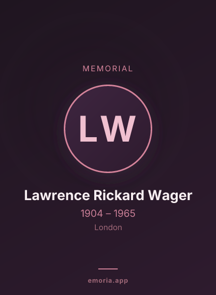 Memorial portrait of Lawrence Rickard Wager