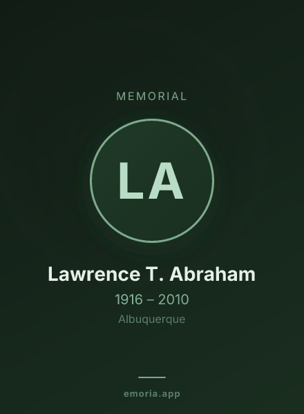 Memorial portrait of Lawrence T. Abraham