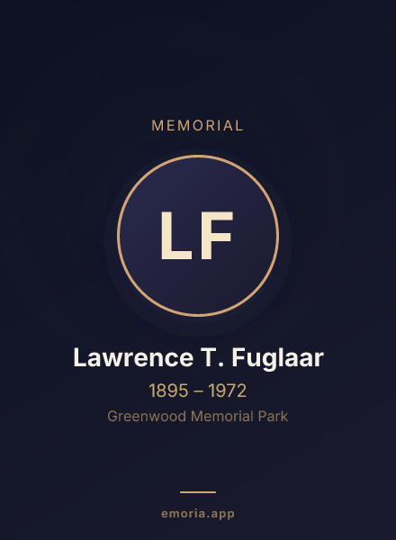 Memorial portrait of Lawrence T. Fuglaar