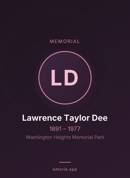 Memorial portrait of Lawrence Taylor Dee