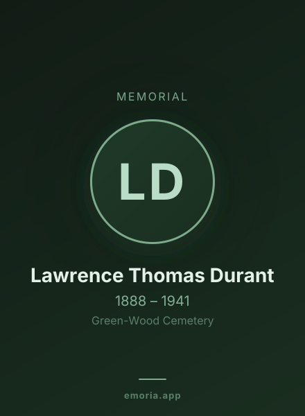 Memorial portrait of Lawrence Thomas Durant