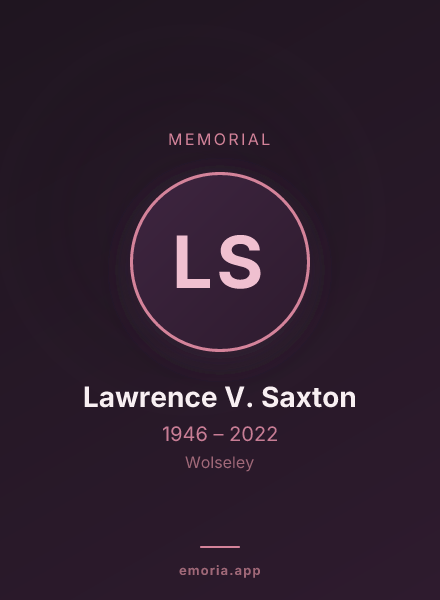 Memorial portrait of Lawrence V. Saxton