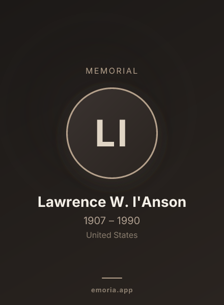 Memorial portrait of Lawrence W. I'Anson