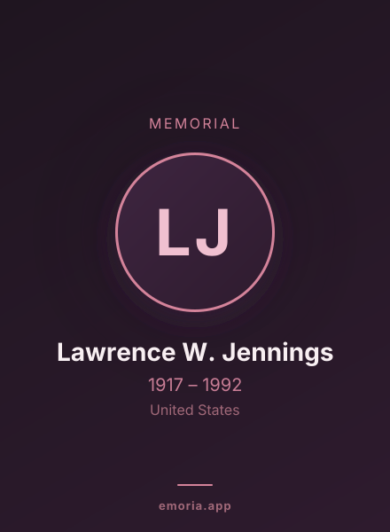 Memorial portrait of Lawrence W. Jennings