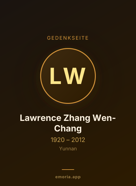 Gedenkportrait von Lawrence Zhang Wen-Chang