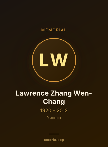 Memorial portrait of Lawrence Zhang Wen-Chang