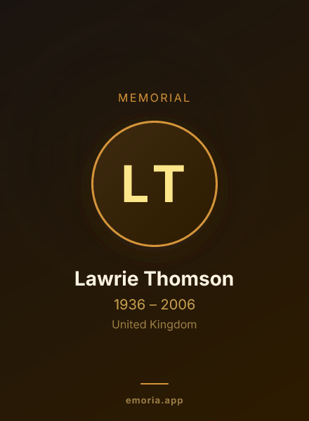 Memorial portrait of Lawrie Thomson