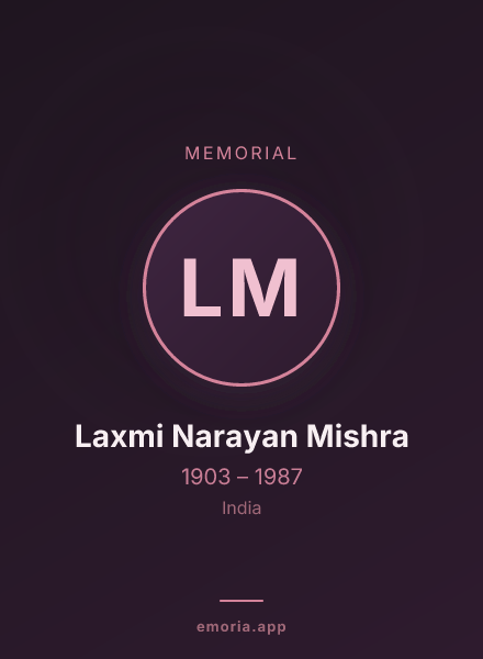 Memorial portrait of Laxmi Narayan Mishra