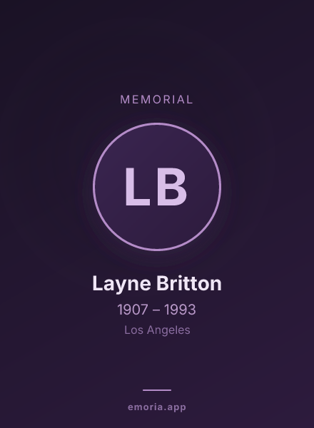 Memorial portrait of Layne Britton