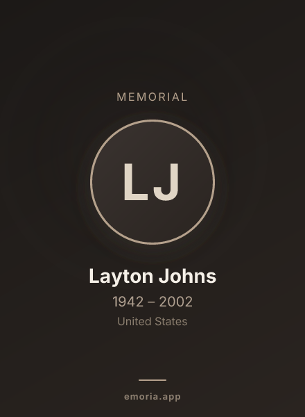 Memorial portrait of Layton Johns