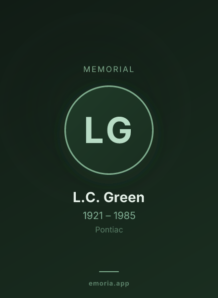 Memorial portrait of L.C. Green