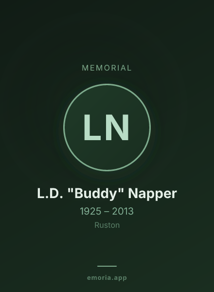 Memorial portrait of L.D. "Buddy" Napper
