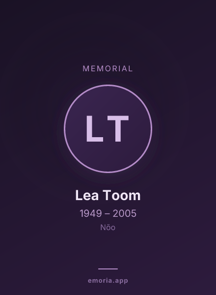 Memorial portrait of Lea Toom