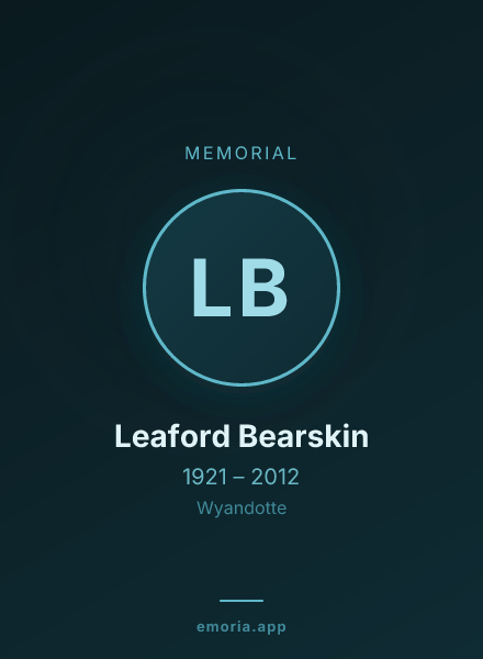 Memorial portrait of Leaford Bearskin