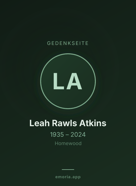 Gedenkportrait von Leah Rawls Atkins