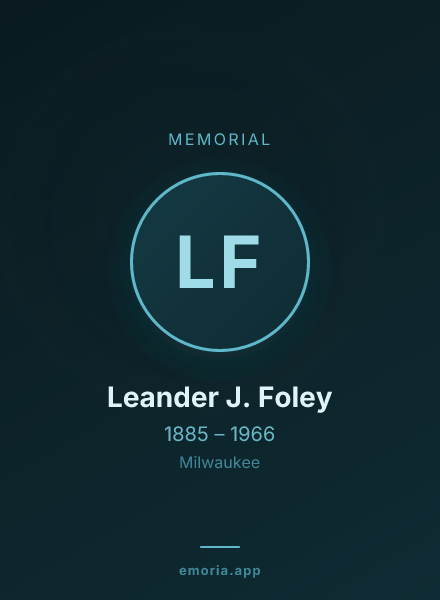 Memorial portrait of Leander J. Foley