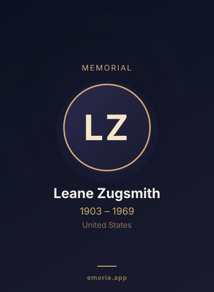 Memorial portrait of Leane Zugsmith