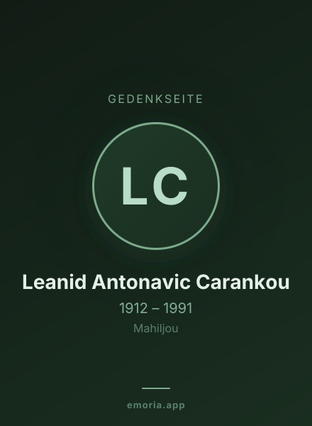 Gedenkportrait von Leanid Antonavic Carankou