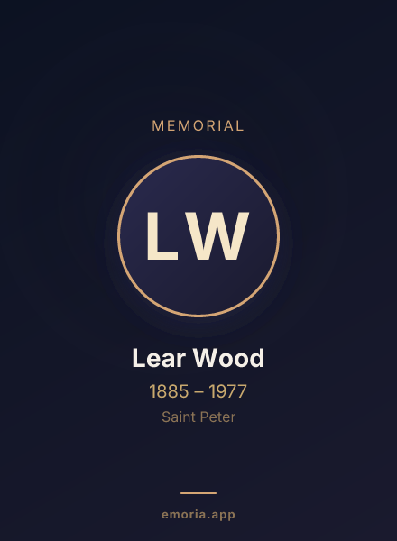Memorial portrait of Lear Wood