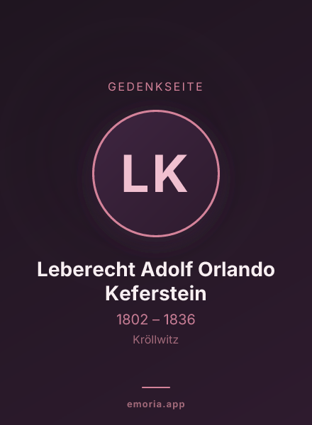 Gedenkportrait von Leberecht Adolf Orlando Keferstein