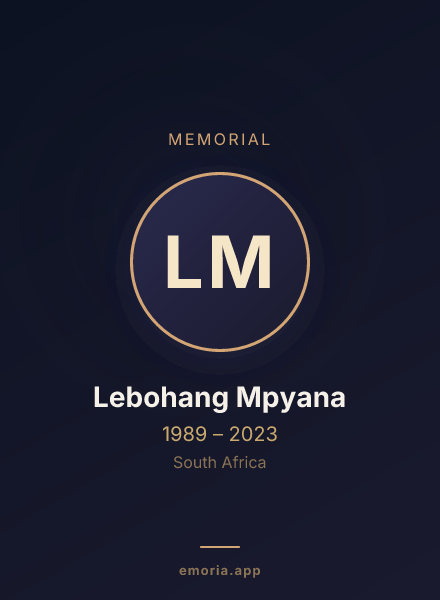 Memorial portrait of Lebohang Mpyana