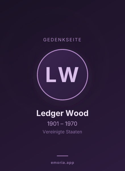 Gedenkportrait von Ledger Wood