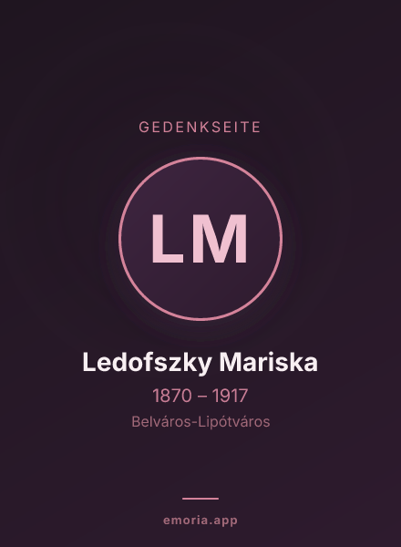 Gedenkportrait von Ledofszky Mariska