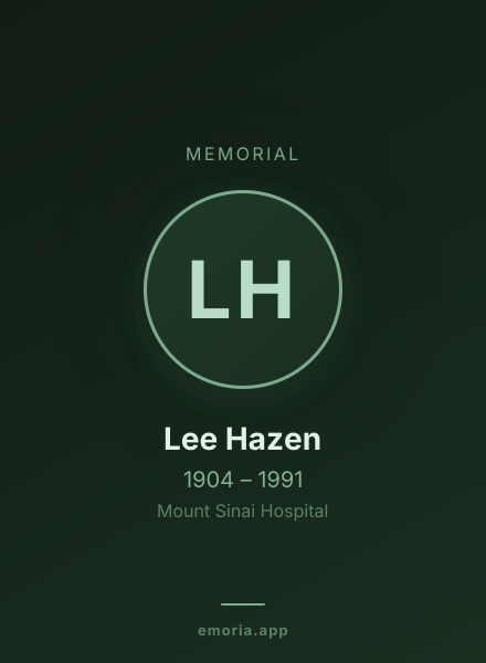 Memorial portrait of Lee Hazen