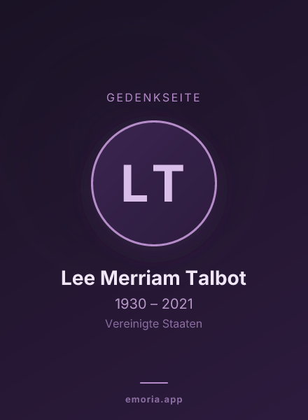 Gedenkportrait von Lee Merriam Talbot