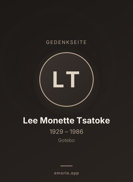 Gedenkportrait von Lee Monette Tsatoke