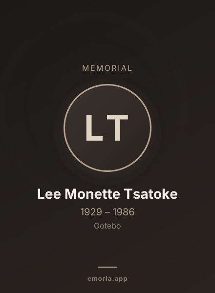 Memorial portrait of Lee Monette Tsatoke