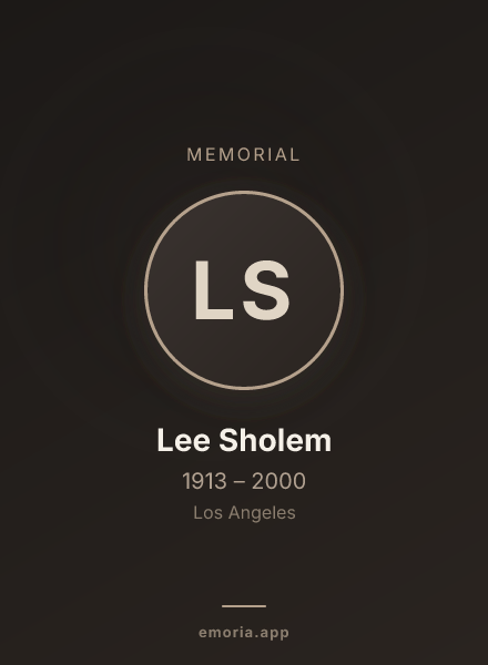 Memorial portrait of Lee Sholem