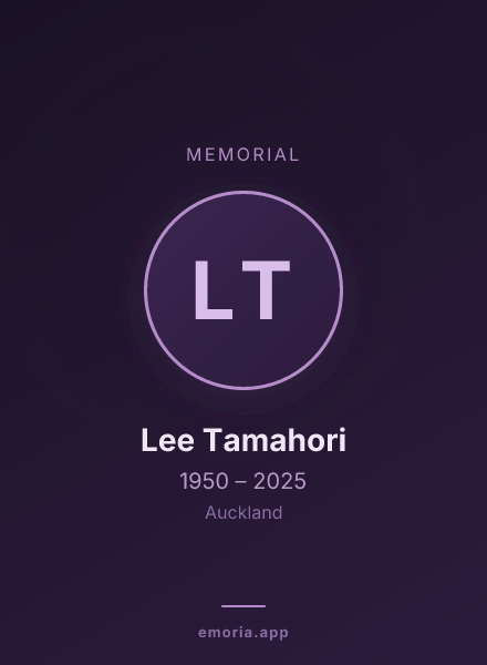 Memorial portrait of Lee Tamahori