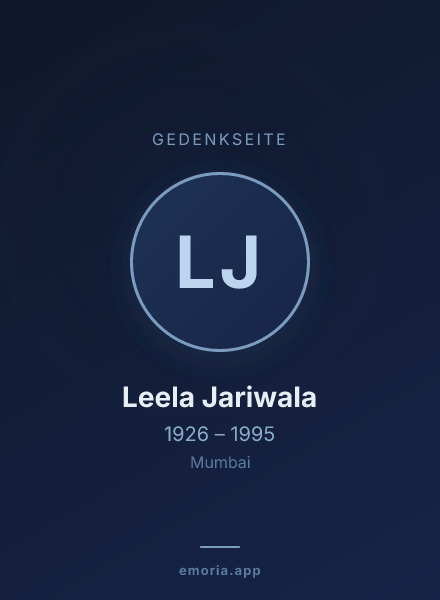 Gedenkportrait von Leela Jariwala
