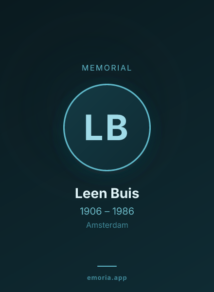Memorial portrait of Leen Buis