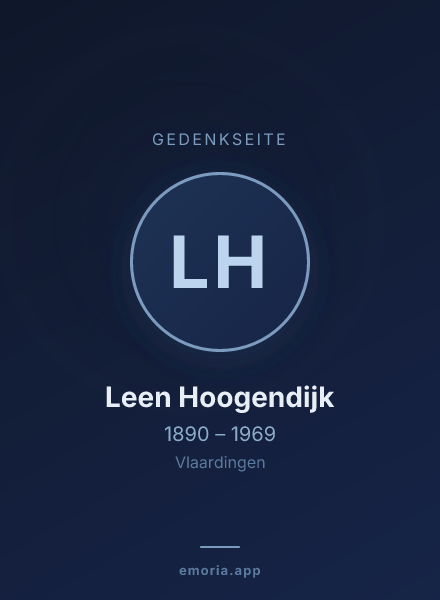 Gedenkportrait von Leen Hoogendijk