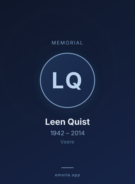 Memorial portrait of Leen Quist