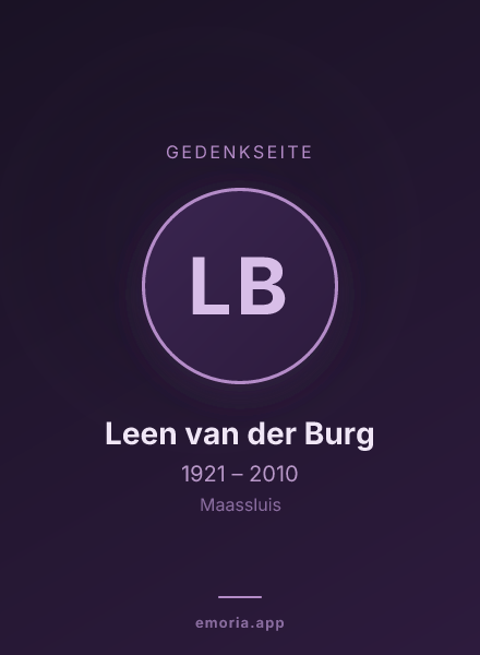 Gedenkportrait von Leen van der Burg