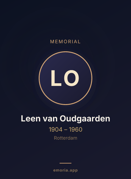 Memorial portrait of Leen van Oudgaarden