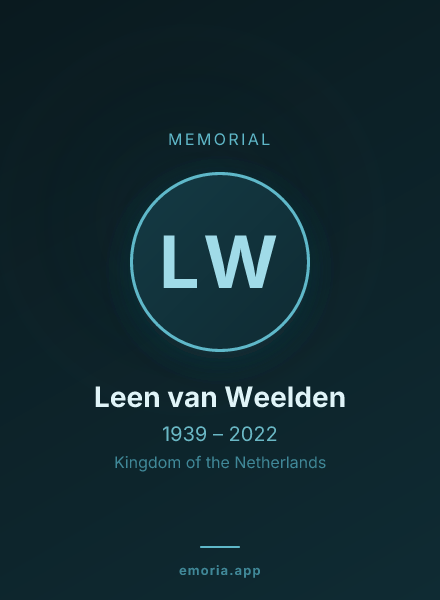 Memorial portrait of Leen van Weelden
